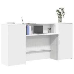 Berkfield Home Reception Desk White 200x50x103.5 cm Engineered Wood - thumbnail 1