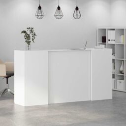 Berkfield Home Reception Desk White 200x50x103.5 cm Engineered Wood - thumbnail 4