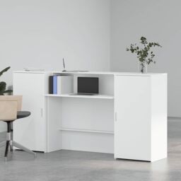 Berkfield Home Reception Desk White 200x50x103.5 cm Engineered Wood - thumbnail 3