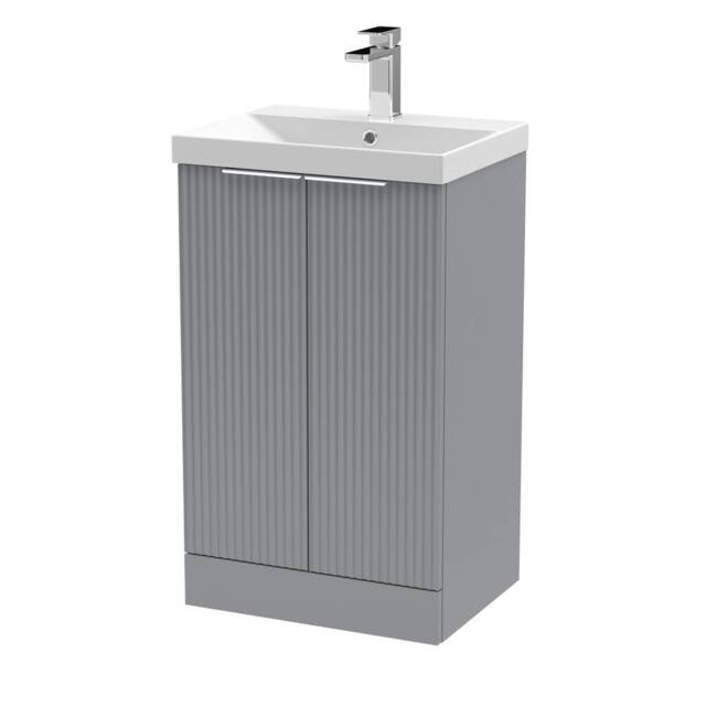 Balterley Tixall Fluted 2 Door Vanity Basin Unit, Satin Grey, 500mm in Grey - image 1