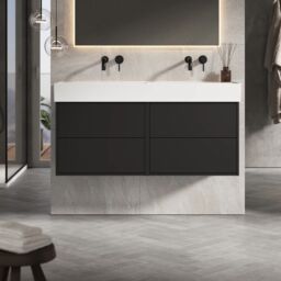 Banyetti Venti 1200mm Wall Hung Vanity with Veneto No Tap Hole Basin - Matt Black