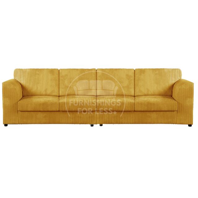 Furnishings For Less UK Luxor Long Fabric Jumbo Cord 4 Seater Sofa - Full Back in Mustard - image 1