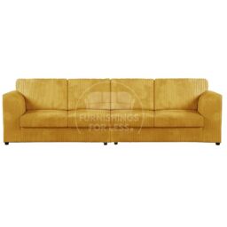Furnishings For Less UK Luxor Long Fabric Jumbo Cord 4 Seater Sofa - Full Back in Mustard