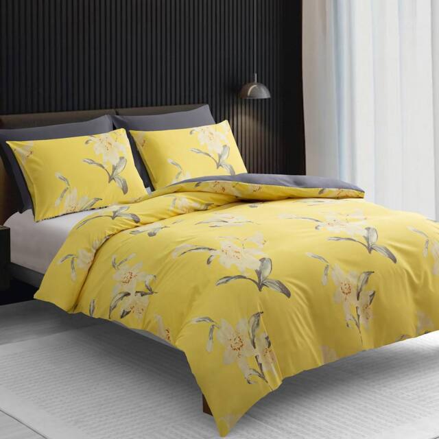 Pamposh Brushed Microfibre Duvet Cover Sets in Yellow - Size: Single - image 1