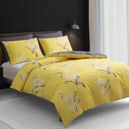 Pamposh Brushed Microfibre Duvet Cover Sets in Yellow - Size: Single - thumbnail 1