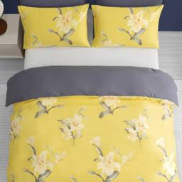 Pamposh Brushed Microfibre Duvet Cover Sets in Yellow - Size: Single - thumbnail 4