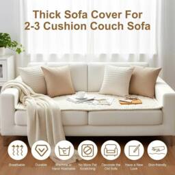 EONLION Off-white Thick Sofa Covers Washable Fit - Size: 120 cm x 90 cm - thumbnail 3