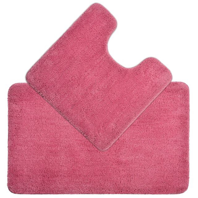 Allure Bath Fashions Deep Pile Microfibre Non Slip Bath Mat Set in Rose - image 1