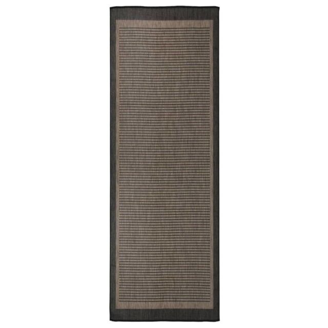 Berkfield Home Outdoor Flatweave Rug 80x250 cm Dark Brown - Size: Medium - image 1