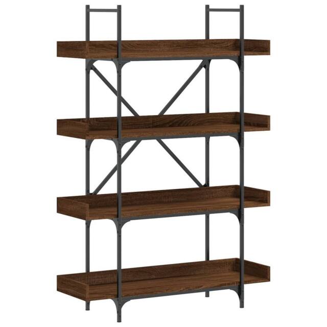 Berkfield Home Bookcase 4-Tier Brown Oak 100x33x145.5 cm Engineered Wood - image 1