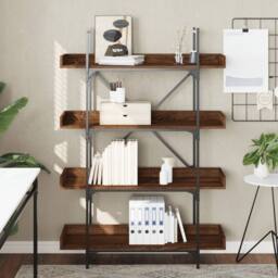 Berkfield Home Bookcase 4-Tier Brown Oak 100x33x145.5 cm Engineered Wood - thumbnail 3