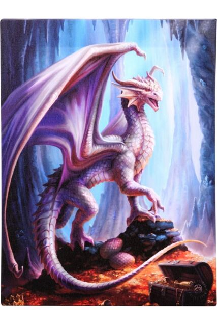 Anne Stokes Treasure Trove Dragon Canvas Plaque - image 1