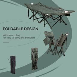 OUTSUNNY Camping Bed w/ Carry Bag, Magazine Bag & Cup Holder in Grey - thumbnail 4
