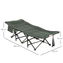 OUTSUNNY Camping Bed w/ Carry Bag, Magazine Bag & Cup Holder in Grey - thumbnail 3