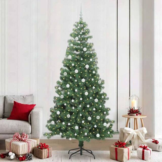 Berkfield Home Christmas Tree with 300 LEDs with Stand Green 240 cm PVC - image 1