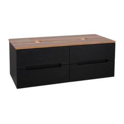 Bathroom Kingdom Monza Black & Walnut Fluted Wall Hung Vanity Basin 1200mm