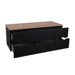 Bathroom Kingdom Monza Black & Walnut Fluted Wall Hung Vanity Basin 1200mm - thumbnail 2