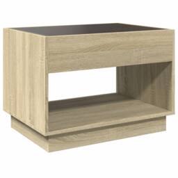 Berkfield Home Coffee Table with Infinity LED Sonoma Oak 70x50x50 cm in Brown - Size: 70 x 50 x 50 cm - thumbnail 8