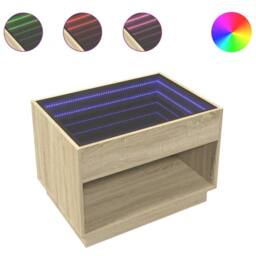 Berkfield Home Coffee Table with Infinity LED Sonoma Oak 70x50x50 cm in Brown - Size: 70 x 50 x 50 cm - thumbnail 1