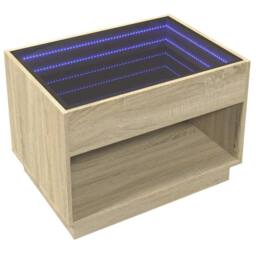 Berkfield Home Coffee Table with Infinity LED Sonoma Oak 70x50x50 cm in Brown - Size: 70 x 50 x 50 cm - thumbnail 5
