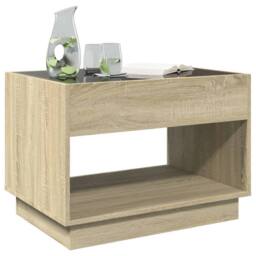 Berkfield Home Coffee Table with Infinity LED Sonoma Oak 70x50x50 cm in Brown - Size: 70 x 50 x 50 cm - thumbnail 4