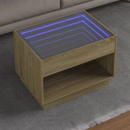 Berkfield Home Coffee Table with Infinity LED Sonoma Oak 70x50x50 cm in Brown - Size: 70 x 50 x 50 cm - thumbnail 2