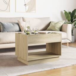 Berkfield Home Coffee Table with Infinity LED Sonoma Oak 70x50x50 cm in Brown - Size: 70 x 50 x 50 cm - thumbnail 3