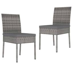 Berkfield Home Garden Dining Chairs 2 pcs Poly Rattan Grey - thumbnail 2