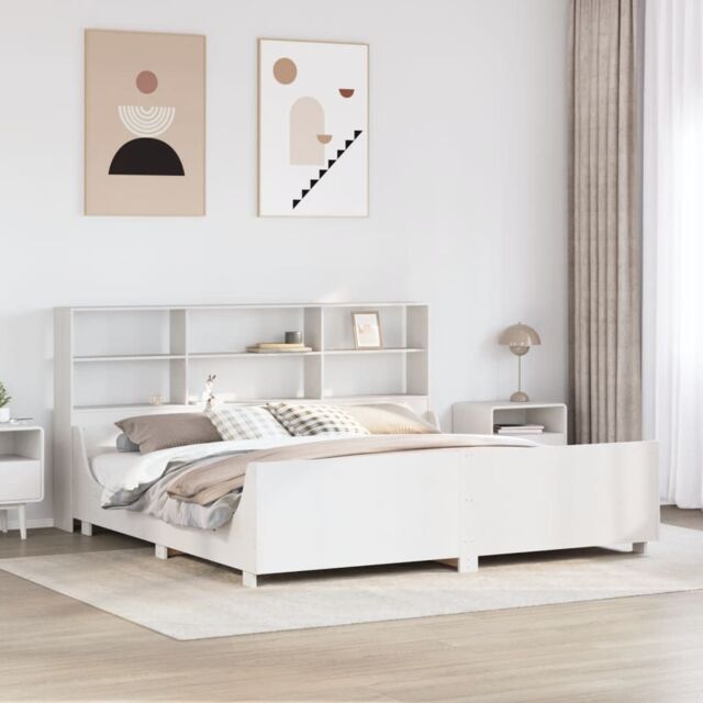 Berkfield Home Bookcase Bed without Mattress White 180x200 cm Super King Solid Wood in Brown - image 1