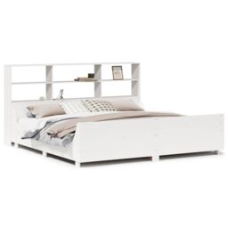 Berkfield Home Bookcase Bed without Mattress White 180x200 cm Super King Solid Wood in Brown - thumbnail 2