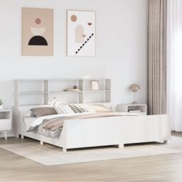 Berkfield Home Bookcase Bed without Mattress White 180x200 cm Super King Solid Wood in Brown - thumbnail 1