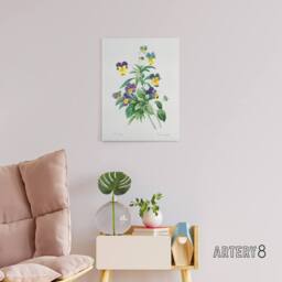 "Artery8 Wild Pansy Flower Illustration Redoute Vintage Canvas Wall Art in White - Size: W18"" x H24""" - thumbnail 3