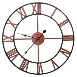 FLAVORA 60cm Giant Roman Numeral Skeleton Wall Clock in Brown - Size: 0.6m2