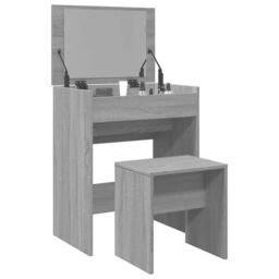 Berkfield Home Dressing Table & Stool Grey Sonoma 60x40x113.5 cm