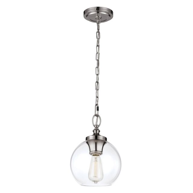 Loops 1 Bulb Ceiling Pendant Light Fitting Highly Polished Nickel LED E27 60W in Metallics