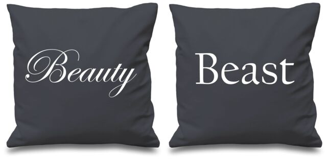 60 SECOND MAKEOVER Beauty & Beast Cushion Covers in Grey - Size: 40 cm x 40 cm