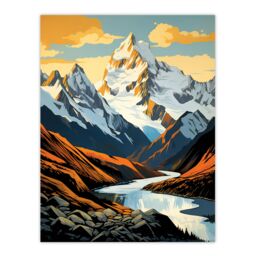 Artery8 Aoraki Mount Cook Artwork National Park New Zealand Snow Peaked Mountain Cloud Piercer Large Wall Unframed Art Poster Print Thick Paper 18X24 - thumbnail 1