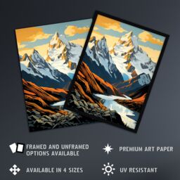 Artery8 Aoraki Mount Cook Artwork National Park New Zealand Snow Peaked Mountain Cloud Piercer Large Wall Unframed Art Poster Print Thick Paper 18X24 - thumbnail 2