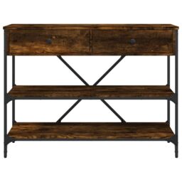 Berkfield Home Console Table with Drawers & Shelves Smoked Oak Engineered Wood in Brown - thumbnail 6