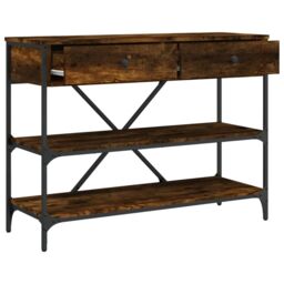 Berkfield Home Console Table with Drawers & Shelves Smoked Oak Engineered Wood in Brown - thumbnail 5