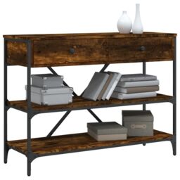 Berkfield Home Console Table with Drawers & Shelves Smoked Oak Engineered Wood in Brown - thumbnail 3