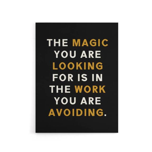 "Artery8 Quote Looking For Magic Work Motivational Canvas Wall Art Print in Black - Size: W18"" x H24""" - image 1