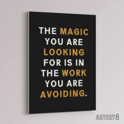 "Artery8 Quote Looking For Magic Work Motivational Canvas Wall Art Print in Black - Size: W18"" x H24""" - thumbnail 2