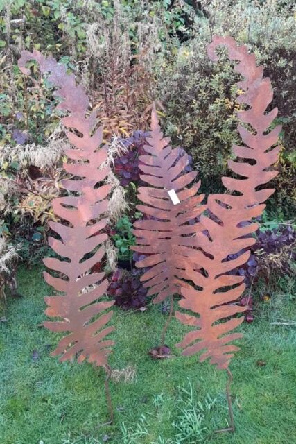 Inspirational Gifting Rustic Fern Border Stakes Trellis Set of 3 in Brown - image 1