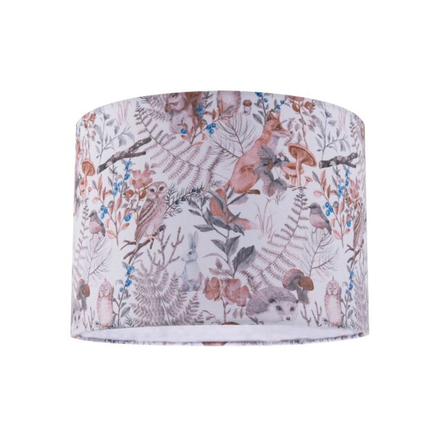 Happy Homewares Autumnal Linen Lamp Shade with Woodland Creatures Owls Birds Badgers - Size: 10 inches - image 1