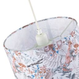 Happy Homewares Autumnal Linen Lamp Shade with Woodland Creatures Owls Birds Badgers - Size: 10 inches - thumbnail 4