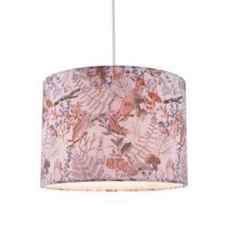 Happy Homewares Autumnal Linen Lamp Shade with Woodland Creatures Owls Birds Badgers - Size: 10 inches - thumbnail 2