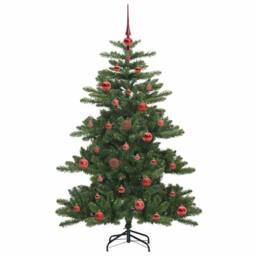 Berkfield Home Artificial Hinged Christmas Tree with 150 LEDs 150 cm PVC in Green - thumbnail 4