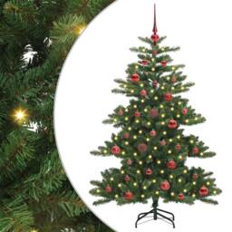 Berkfield Home Artificial Hinged Christmas Tree with 150 LEDs 150 cm PVC in Green - thumbnail 2