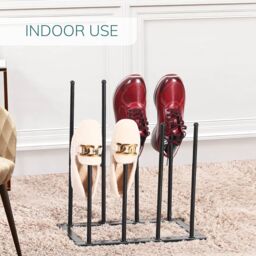 House of Home 4 Pair Dryer Metal Welly Walking Boot Stand Shoe Rack Garden Shed Home Storage in Black - thumbnail 5